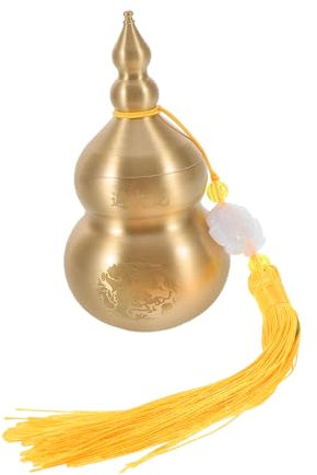 BESTOYARD Fire Dragon Bottle Ornaments Vintage Brass Calabash Gourd Decor for Home Office Tabletop Feng Shui Collectible Figure Sculpture Style