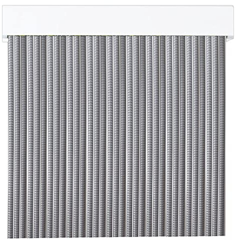 Cortina a Strisce in PVC per Esterno | Taglio su Misura | Anti Insetti | PERTONI TENDE (Grigio e Bianco, Altezza 220 cm x 120 cm Larghezza)