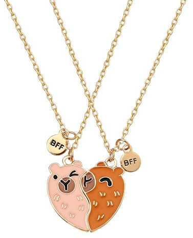 FloralGrace 2 Stück Capybara Freundschaftskette, Capibara Freundschaftsketten für 2 mädchen, Beste Freundinnen Halskette BFF Herz Hände Passende Ketten, Capybara Anhänger