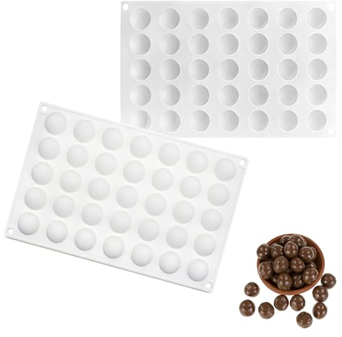 MINGBOLIN silikonform kula chokladformar 35 hål silikonform halvkula silikon chokladform silikon, lätt att forma, för gelé, godis, pudding, choklad (2 stycken, Ø 3 cm)