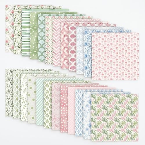 24 Sheets 6x6 In/15.2*15.2cm Scrapbook Paper Double Sided Patterned Paper Pad 160GSM Cardstock for Scrapbook Junk Journal Card Making Decoupage Collage - Unique Vintage Designs Acid Free