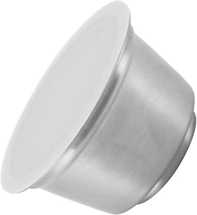 Aramox Återfyllbar Kaffekapsel i Rostfritt Stål Återanvändbar Kaffekapsel 53 Mm X 35 Mm med Silikonlock Slät Filterkopp för Hemkaffeälskare och Daglig Bryggning (Vit)