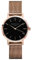 Rosefield Damenuhr The Tribeca Roségold 33 mm Rundes Gehäuse mit Schwarzem Zifferblatt und Roségoldenem Band - TBR-T59