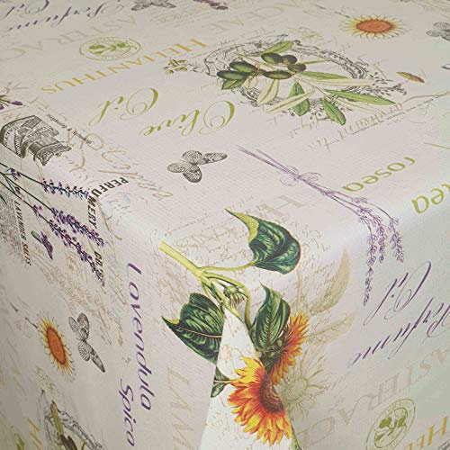 Wachstuch Robuste Leinen Prägung Pro RUND OVAL ECKIG Breite & Länge wählbar Heilpflanzen Eckig 110 x 130 cm abwaschbare Tischdecke Gartentischdecke