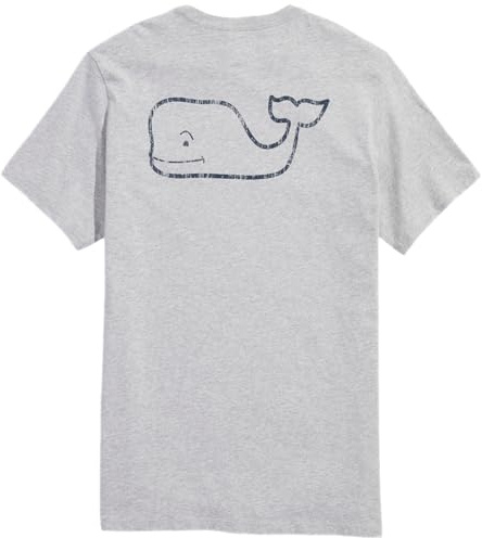 Vineyard Vines Men's Short Sleeve Vintage Whale Pocket Tee T-Shirt, Heather Gray, S