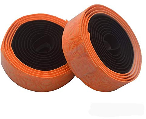 LIANYG Fahrradlenkerband PU zweifarbig Rot/Weiß Rennrad Lenkerband Leder Anti-Rutsch-Fahrradgriffe MTB Kork Kleber zweifarbig Tape Bar 552 (Farbe: Orange schwarz)