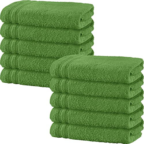 Erwin Müller Handtuch 10er-Pack Heidelberg 100% Baumwolle apfelgrün Größe 50x80 cm - saugstark, gut trocknend, kompakt, leichte Qualität - ideal für Sport, Strand, Reisen