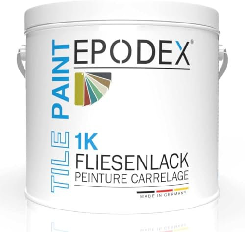 EPODEX PINTURA PARA AZULEJOS 1K – Para baño, cocina y más – Revestimiento satinado para azulejos de pared interior – Blanco, gris, beige y más – 1kg (7m² con 2 capas)