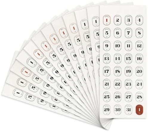 Aixoom 12 Monthly Calendar Number Stickers, Planner Date Stickers