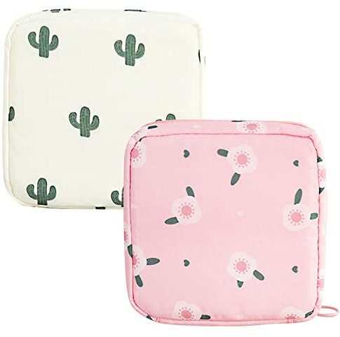 Damenbinden Aufbewahrungstasche, Periodentasche Damenbinde, Aufbewahrungstasche, Damenbinde, mit Reißverschluss, tragbare Slipeinlagen, Tasche für Frauen, Teenager, Mädchen, Damen (2 Stück)