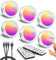 Kabellos LED Schrankbeleuchtung mit Fernbedienung und Timer, RGB LED Spot Akku USB Aufladbar Vitrinenbeleuchtung Ohne Kabel Rund Unterbauleuchte Magnet Schrankleuchte Batterie Touch Regal Beleuchtung