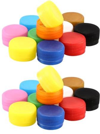 JIHUOO Lot de 100 bouchons de bouteilles en plastique colorés de 3 cm pour petits bouchons de bouteilles pour loisirs créatifs