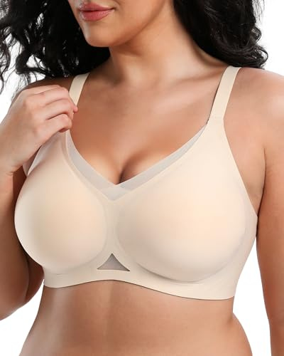 OXYIBRAS Mesh Jelly Bras for Women No Underwire Crossover Bra Skin L