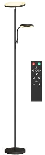 HOMCOM Lampadaire LED 42W lampadaires sur pied salon dimmable 2700K-6500K lampe sur pied avec 4 couleurs variation continue, 4 modes scène, télécommande et contrôle tactile, fonction mémoire, noir