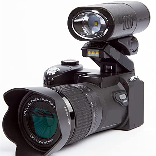 BGAZA Zoom Ottico 24X Teleobiettivo grandangolare Fotocamera Digitale Professionale SLR Torcia 33MP Registratore 1080P 3quot;Schermo(32G SD Card,with Flashlight)