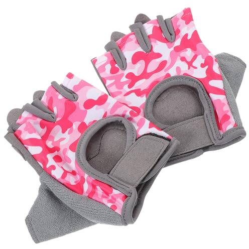 Lurrose Halbfingerhandschuhe aus Nylon Tragbare und rutschfeste Fahrradhandschuhe für Mädchen für Outdoor Sport und Fitnessaktivitäten 1 Paar
