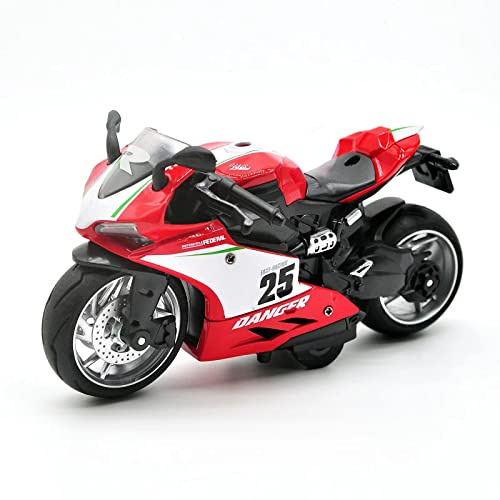 CYYSFIVQZ Toy Motorcycle,Pull Back Motorcycle Toy with Sounds and Lights,1:12 Scale Motorcycle Model Toy for Kids, Pull Back Vehicle for Age 3+ Year Old Birthday Christmas Party Supplies (Red)