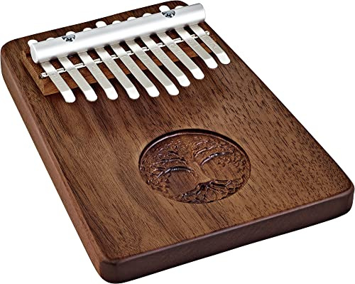 Sonic Energy Massivkörper Kalimba – C-Dur, 10 Töne – Schwarzes Walnussholz, mit Lebensbaum – Für Meditation, Yoga, Percussion – Inkl. Zubehör (KL1001TOL)