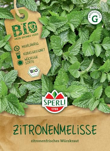 Sperli BIO Zitronenmelissesamen 84792 - BIO - mehrjährig - Kübelgeeignet - wüchsige Sorte - zitronenfrisches Würzkraut - Saatgut, Kräutersamen