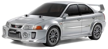 TAMIYA 58713 1:10 RC Mitsubishi Lancer Evo V TT-02 - ferngesteuertes Auto, RC Fahrzeug, Modellbau, Bausatz zum Zusammenbauen, Hobby, Basteln, RC Modell, RC Bausatz