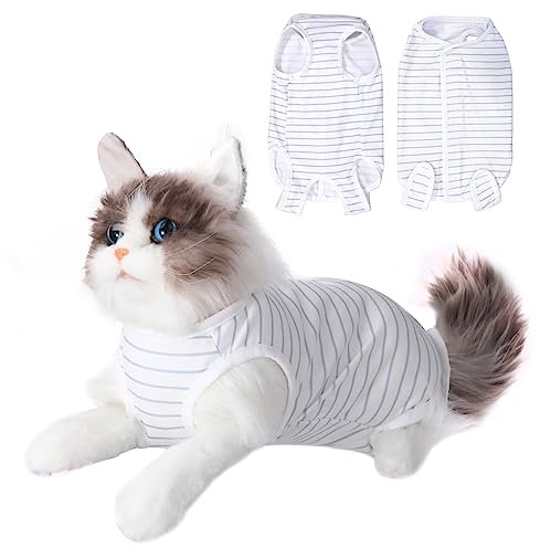 cobee Professioneller Katzen Erholungsanzug für Bauchwunden oder Hautkrankheiten Katzen Operations Erholungsanzug weicher E Kragen Kegel Alternative Katzen Einteiler nach Operationen(Größe L)