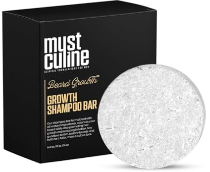 MUSTCULINE Beard Shampoo Bar, 1 Package, Unscented, Supports Beard Growth and Nourishment,Mustache Roots, for Men