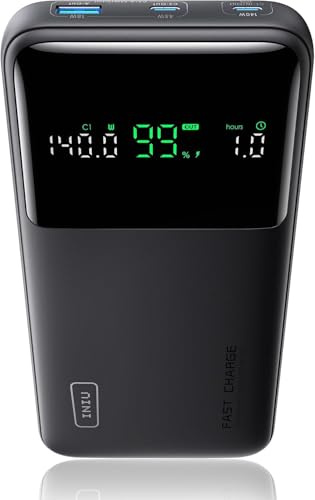INIU 140W 25000mAh Portable Charger for Laptop & Phone, Mini Power Bank with PD QC Fast Charging (USB-C in/Out) - High Capacity Electronics Battery Pack for iPad, Samsung, Travel, Camping