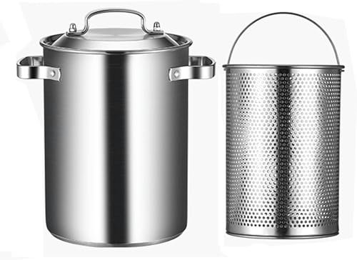 Cooking Pots,4L Asparagus Pot, Asparagus Steamer Pasta French Fry Pot 304 Stainless Steel Pasta Stovetop Cooker with Strainer Basket and Lid for Home Kitchen Restaurant (Silver)