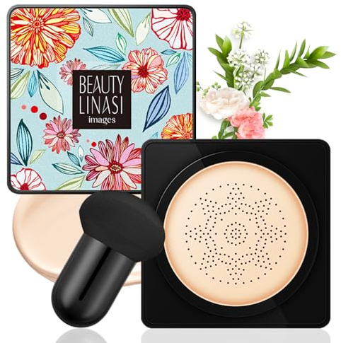 CC Crema con Fungo Testa D'aria Cuscino, BB Cream, Correttore Duraturo Idratante Illuminante, Crema Fondotinta Copertura Completa per Trucco Impeccabile, Cuscino CC Cream, Facile da Applicare (Avorio)