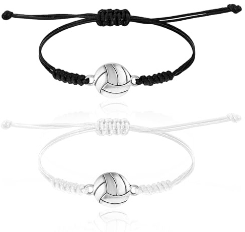 Mabor armband volleyboll, 2 stycken justerbara tygarmband med volleyboll gåva charm souvenir gåva volleybollspelare armband män kvinnor vänskapsarmband
