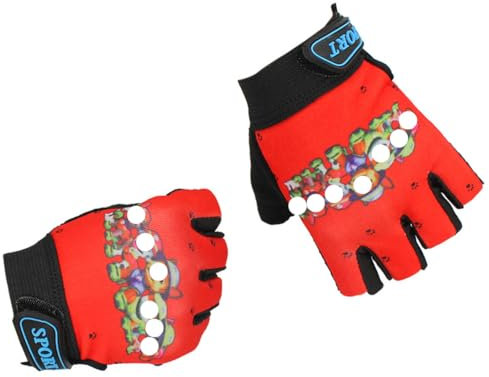 HSKRKOW 1 Paio Guanti Bici Bambino, 4-12Età Guanti Senza Dita, Cucciolo Guanti Da Ciclismo Da Bambino Con Corto Mezze Dita, Er Bicicletta Moto Arrampicata Montagna Corsa Sport (rosso,B)