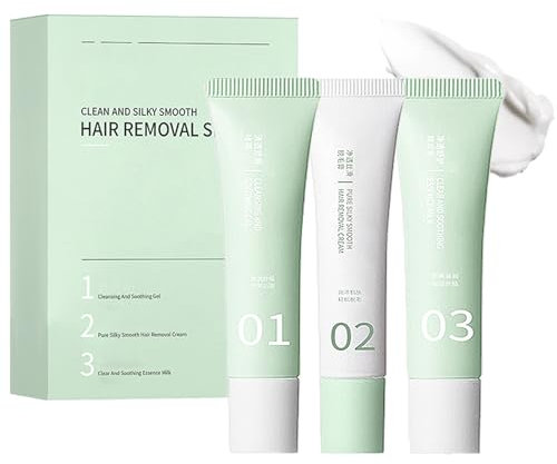 3Pcs Facial Hair Removal Cream for Women, Face Hair Remover, Soothing Depilatory Cream for Upper Lip, Chin and Facial Hair, Slows Down Regrowth, All Skin Types