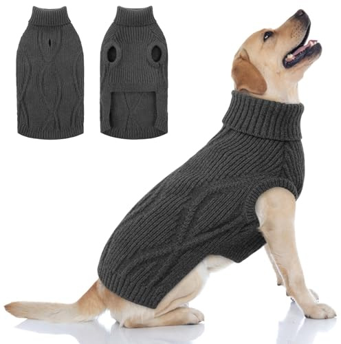Queenmore Pull Chien XXL Maille Stretch avec Ouverture pour Harnais | Labrador Golden Retriever Intérieur & Extérieur, Lavable En Machine,Tailles Du XS Au 2XL, Lavable En Machine (Gris, XXL)