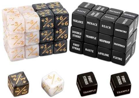 OUDQFCJ 48 dados contadores de acrílico con bolsa de terciopelo, dados de habilidad para MTG TCG juegos de cartas, accesorios para fiestas y juegos