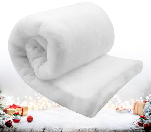 Guzeelu Manta de Nieve Navideña 90x240cm, Tela de Nieve Blanca Suave para Pueblo de Navidad, Escena Invernal, Decoración Navideña, Fondos de Escaparate, Mesas Festivas