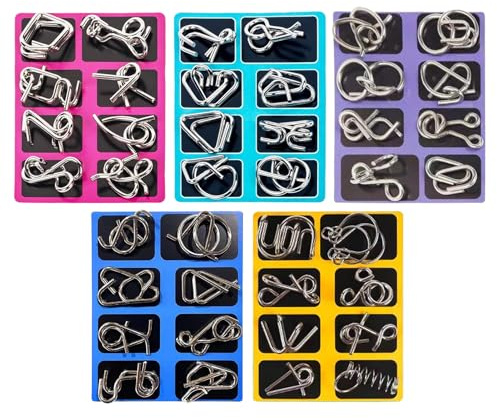 Ihdjasg Puzzle en Fil métallique - Jeu éducatif pour la capacité de réflexion - Jeu de Verrouillage de déverrouillage - pour Bureau, école, Voyage, Adolescents, Adultes, défis - Cadeaux de