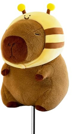 RLOMUTE Couvre-tête de golf fantaisie pour driver et bois, mignon couvre-tête de driver en peluche animale douce 460cc pour golfeurs, cadeau drôle pour hommes, femmes et enfants, capybara portant un