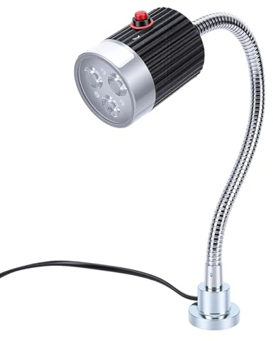 Oreilet Lampe de Travail LED Magnétique, 5 W 1500 Lm 6500 K avec Col de Cygne Flexible de 50 Cm, Lampe D'atelier pour établi, Tour, Machine à Coudre, Gril, Perceuse éclairage Presse (Prise UE)