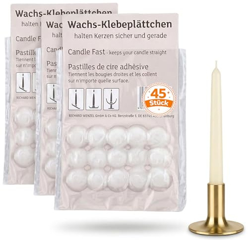 Juego de 45 placas adhesivas de cera, fijación segura para velas, reutilizable y fácil de usar, evita el deslizamiento en todas las superficies, ideal para Adviento, bodas y uso diario