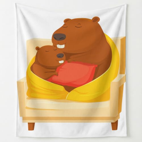 Cartoon lekfull flanellfilt, gosig filt, 130 cm x 150 cm, söt helande mysig komfort, djur, capybara supermjuk filt, varm, fluffig, tryckt filt, mikrofiberfilt, soffilt,