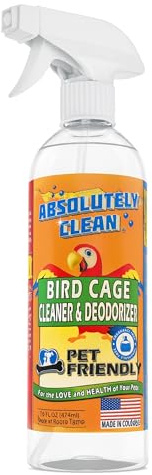 Absolutely Clean Amazing Bird Cage Cleaner and Deodorizer - Just Spray/Wipe - Safely & Easily Removes Bird Messes Quickly and Easily - Made in The US - Fragrance Free (16oz Pack of 1)