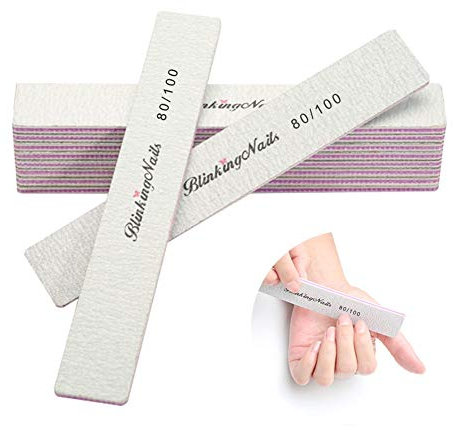 BlinkingNails Professionisti Lime per Unghie 80/100 File per Unghie e Tamponi 10 pezzi, Tavole Smerigliate Monouso, Nail Files di Blocco Buffer Lavabili, Nail Sanding Set di Levigatura per Unghie