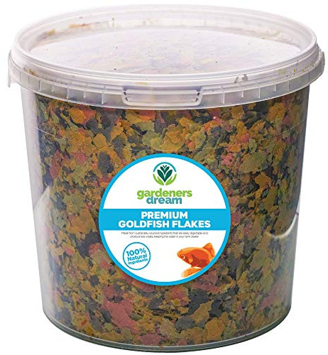 GardenersDream Goldfish Flakes | Premium Grade Aquatic Fish Food Mix | Healthy and Nutritious Feed for Coldwater Life | High Protein, Great Source of Vitamins & Easily Digestible In Tubs (1L)