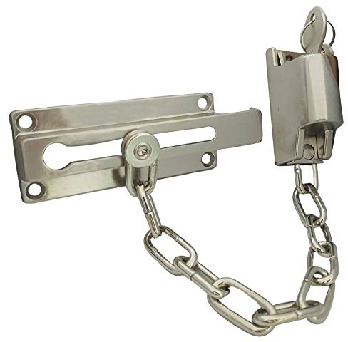 QCAA Keyed Chain Door Lock, Die Cast Construction, Satin Brushed Nickel, 1 Pack, Made in Taiwan