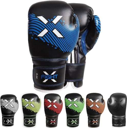 FightX Kids Boxing Gloves for 3-8 Years 4 6 Oz Training MMA Boys Girls Kickboxing Punching Gloves for Training, Punching Bag, Muay Thai, MMA (Blue, 4oz)