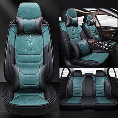 NOBQUA Sitzbezüge Auto Autositzbezüge Universal Set für Renault ARKANA Alpine A110 Duster Laguna Clio Alpine Celebration VelSatis Talisman Auto Zubehör, Teal Deluxe
