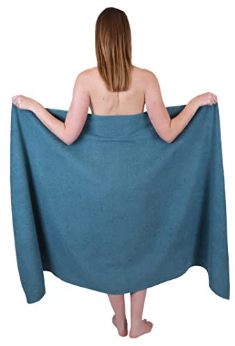 Betz Badetuch XXL 100x200 cm – 1 Stück – Saunatuch & Strandtuch aus 100% Baumwolle, 360 g/m² – saugstark & weich – großes Handtuch mit Aufhänger – Serie Berlin – Farbe Taubenblau