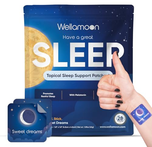 Wellamoon Original Sleep Patches for Adults Extra Strength | Easy-to-Apply Sleep Patch with Melatonin & Valerian | Relax & Wake Up Refreshed | Long-Lasting Night Comfort for Men & Women | 28 Patches