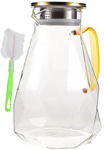 UPKOCH Brocca Di Vetro Con Coperchio e Beccuccio Dispenser Per Acqua Trasparente Da Cucina Barattolo Per Succo e Bevande Adatto Per Frigorifero e Uso Quotidiano