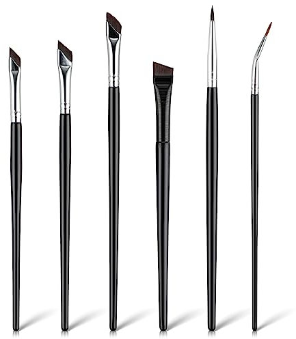 TIESOME 6 Pièces Pinceau angulaire pour eye-liner, pinceau de précision ultra fin pour ombres à paupières, pinceau angulaire pour sourcils, outils de maquillage pour ombres à paupières et sourcils